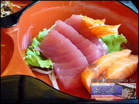 salmon and tuna sashimi