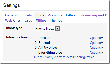 Gmail priority inbox setting