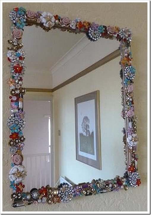 Jewelled Mirror upcycled mirror recycled mirror