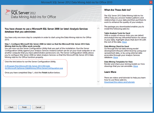 SQL Data Mining Add-in for Office 2010 2