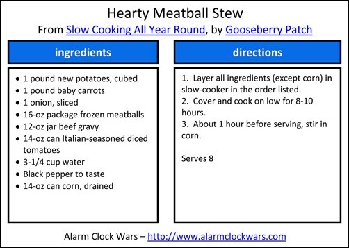 hearty meatball stew recipe card