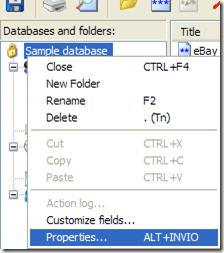 Accedere alle proprietà del database