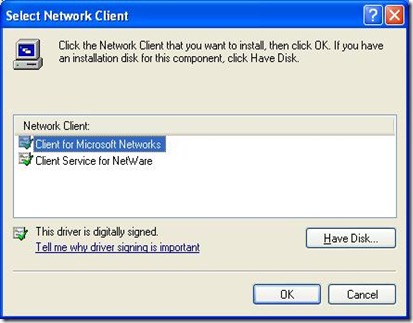 Add Client for Microsoft Networks 2