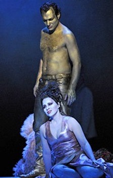 Lina Tetriani as Norma and Nikolai Schukoff as Pollione in Bellini's NORMA at the Théâtre du Châtelet, Paris [Photo by Marie-Noelle Robert]
