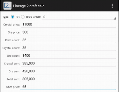 Lineage 2 craft calc
