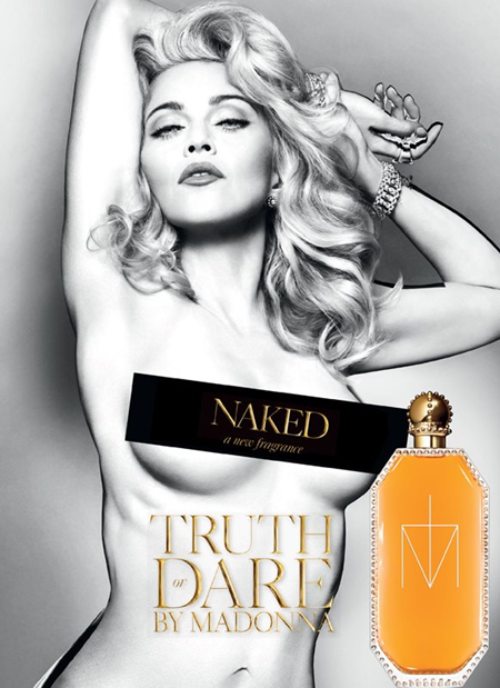 Madonna in an ad for Truth Or Dare by Madonna Naked Fragrance