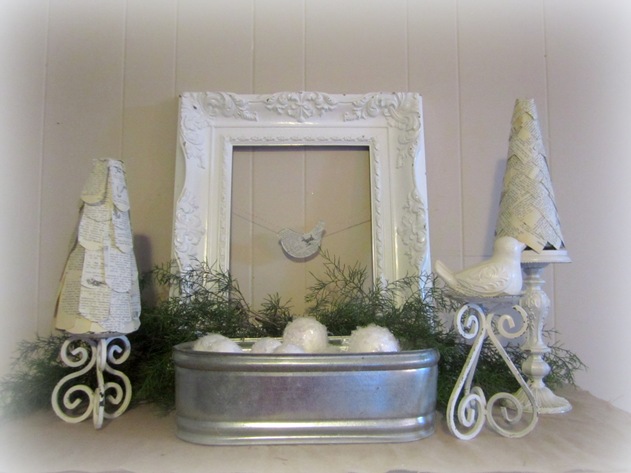 Book Page Trees Christmas Vignette