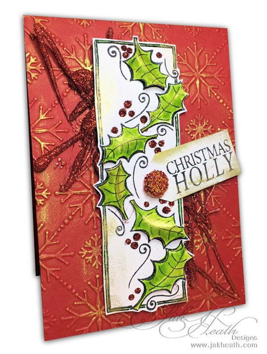 Stix2 and Woodware Glitter Holly Card