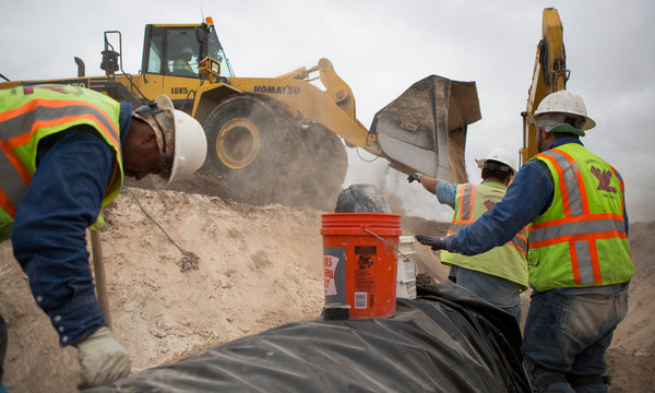 Water-pipeline construction to the Hickory aquifer, southeast of San Angelo. In October 2012, two-thirds of the state was still in drought. Jerod Foster for The Texas Tribune