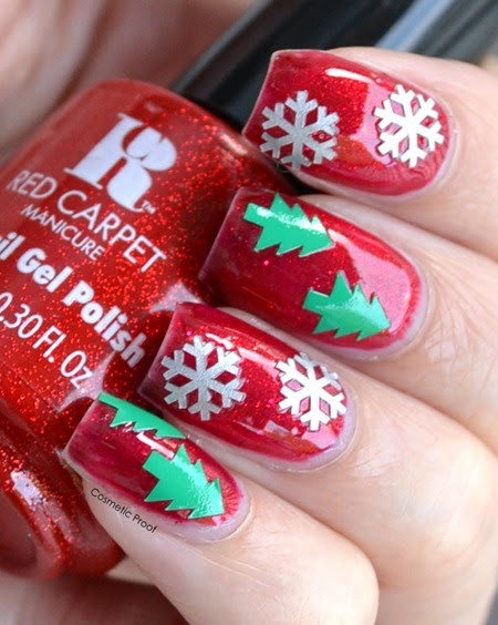 Red Carpet Manicure Ruby with Beyond the Nail Christmas Decals