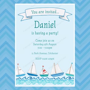 IN013 Nautical etsy 2 printable birthday party invitation boat