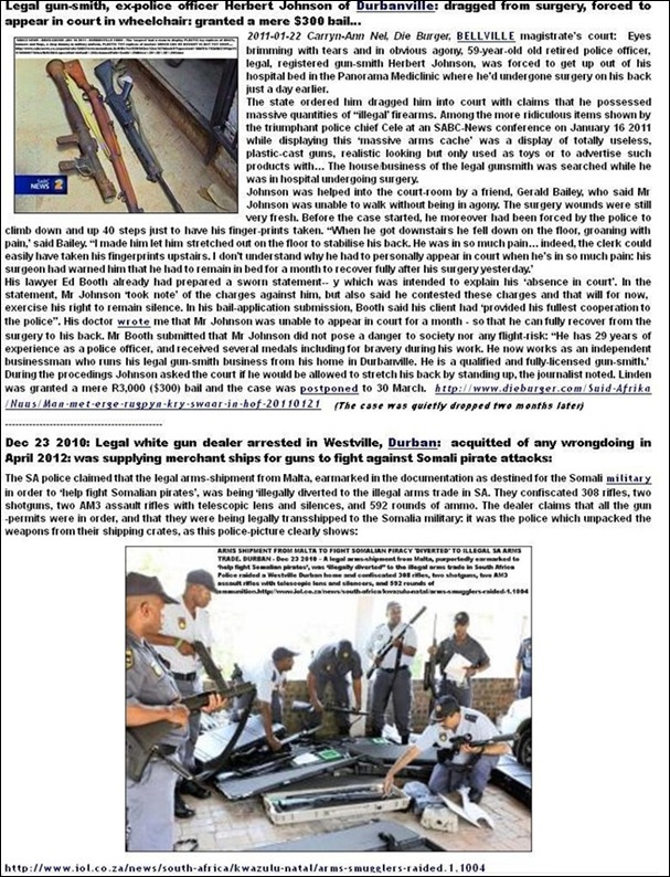 AFRIKANERS ARRESTED TRUMPED UP CHARGES TWO LEGAL GUNSMITHS AND GUN DEALERS ARRESTS