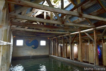 interior of the bath house and the spring pool