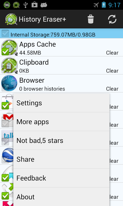Android application History Eraser + Pro screenshort