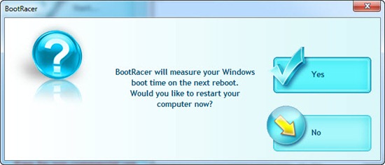 Konfirmasi restart komputer di program Bootracer