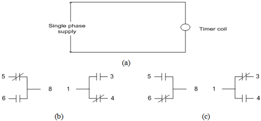 (a) Timer coil connection (b) Contact condition before and after energize