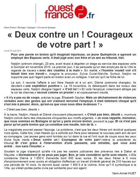 Lo coratge de l'ignorança francesa Ouest-France 230811
