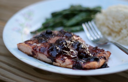grilled blueberry bbq salmon