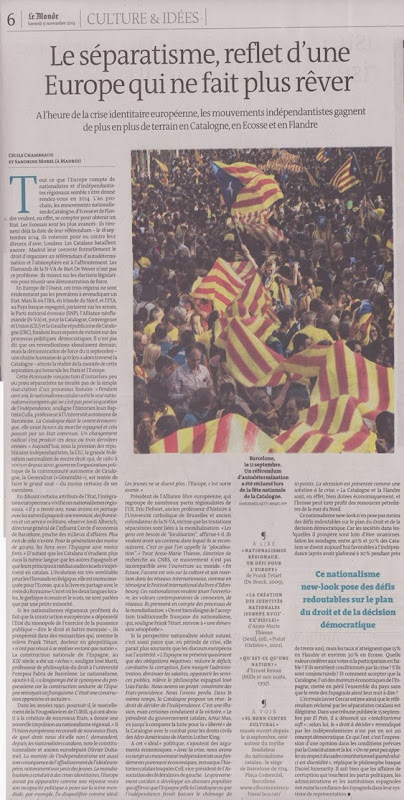 Catalonha Le Monde aqueste dimenjada del 10 de novembre