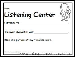 Primary listening center recording sheet - free download from Raki's Rad Resources.