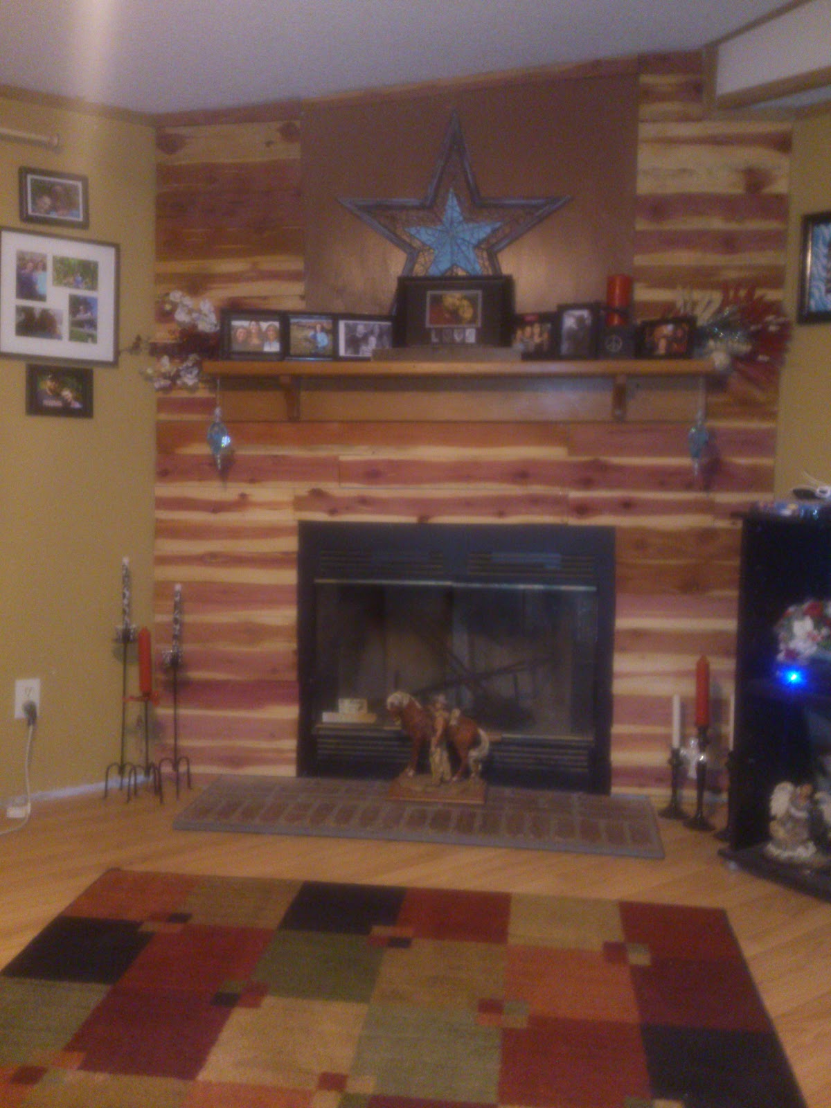 Laurie Cedar Fireplace Wall Project