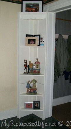 Repurposed Door corner shelf