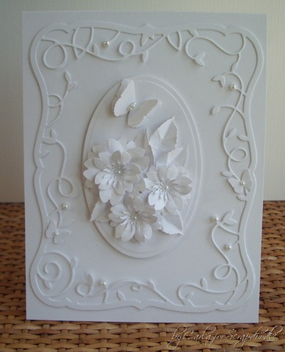White card, White Flowers, Cherry Blossom Punch, Memory Box Twirling Vine Frame, Memory Box Debuante Frame, MS BFly, Scrapadoodle, Carla's Scraps (2)