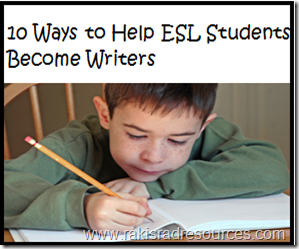 TESOL Teaching Tip #40 - Kick start writing for esl and ell students. These students need to write as much as possible as often as possible in a guided fashion. For help kick starting writing with your language learning students, check out this blog post at Raki's Rad Resources.
