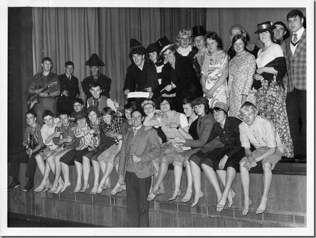 Police Cadets Christmas Concert 'Oliver' - 1973 or 74. Sgt Dave Cromarty, other Durham cadets : Steve Wintrell, Paul Wood, Frank Reed,  Carol Potts (Moore), Lynn Cleveland, Janet Clasper, Mick Kent, Bob Brown, Steve McLean, Brian Henderson & Denny Pygall
