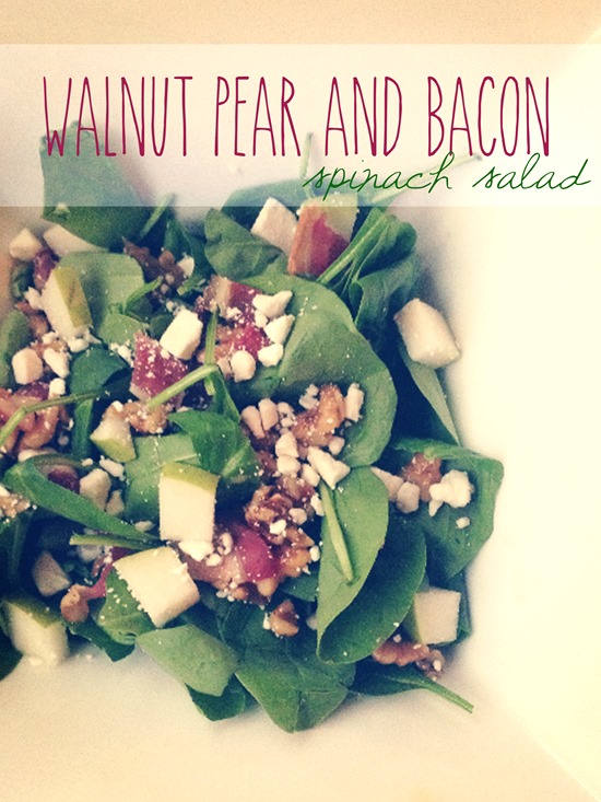 Walnut Pear Bacon Spinach Salad