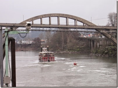 IMG_1934 Sternwheeler Willamette Queen under the Willamette River Bridge in Oregon City, Oregon on February 1, 2010