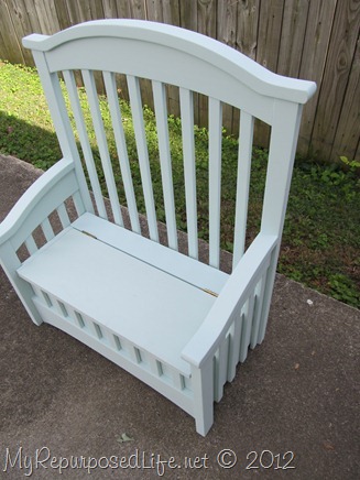 toy box bench made from a crib