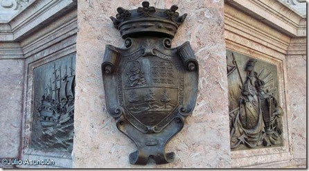Monumento al almirante Oquendo - Escudos y relieves de batallas