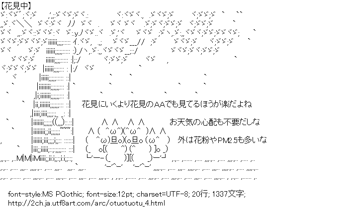 おっおっおっ 花見中 アスキーアートリサイクル保管庫 出張所
