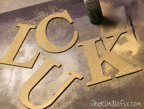 Gold Sparkle Spray Paint letters