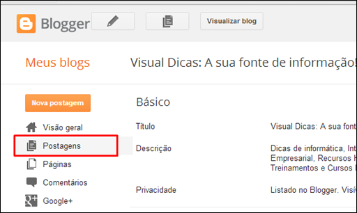 Como definir metatags diretamente no Blogger - Visual Dicas