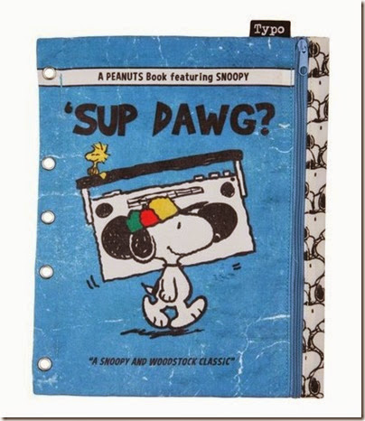 Typo by Cotton On Peanuts A4 Binder Case 'Sup Dawg Snoopy Woodstock Classic