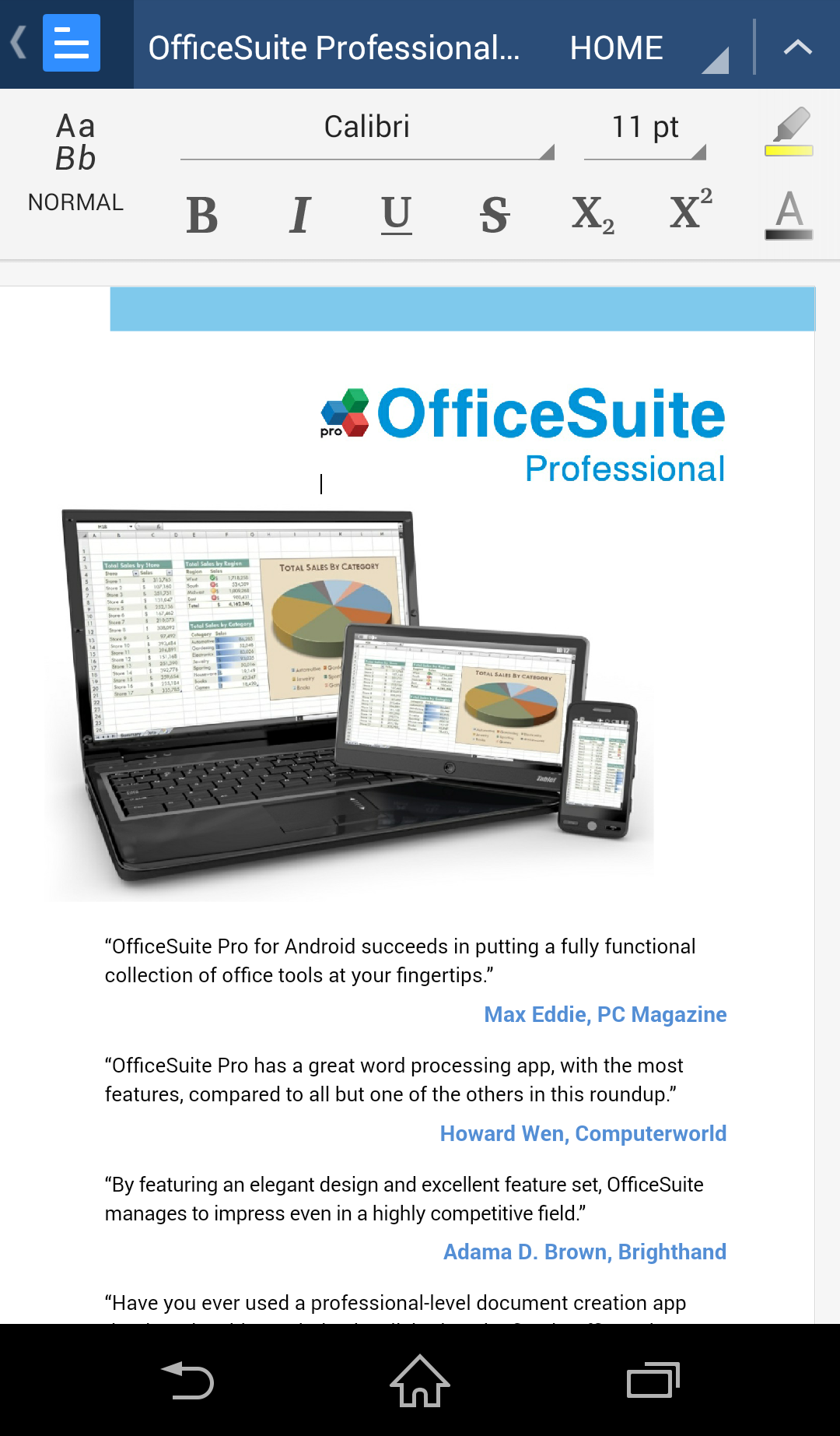 Android application OfficeSuite 8 Free DoCoMo screenshort