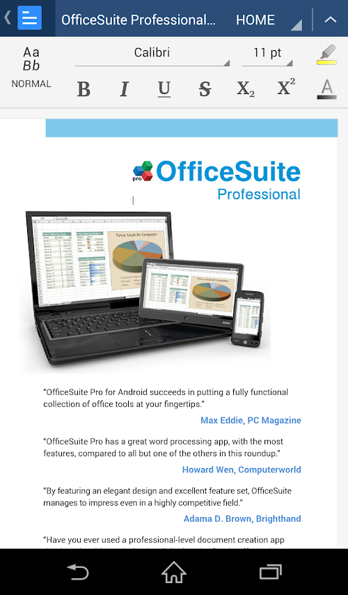 Android application OfficeSuite 8 Free DoCoMo screenshort