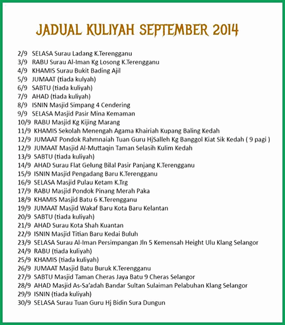 Jadual-Kuliah-Ustaz-Azhar-Idrus-September-2014