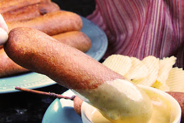 Corn Dogs with Honey Mustard Sauce