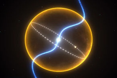 ilustração do planeta de diamante em órbita de um pulsar