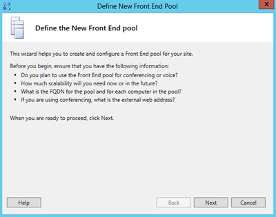 define new pool