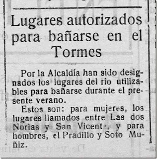 zonas de baño Tormes Prensa histórica Salamanca