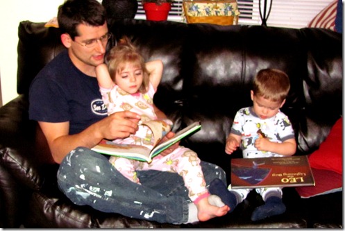 Daddy Ben readin to Elaine and Nolan