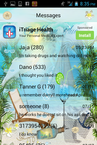 Caribbean Blue GO SMS THEME