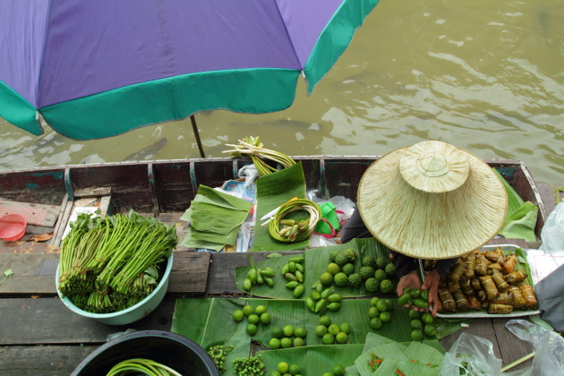Vegetable Seller at Taling Chan Floating Market, Bangkok