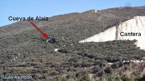 Localización de la cueva de Alaiz cercana a la cantera