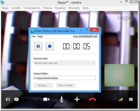 Free Video Call Recorder for Skype in registrazione