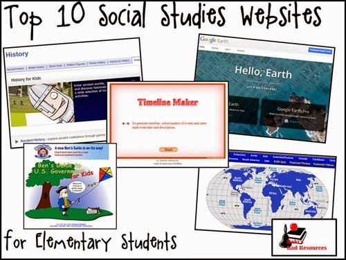 Top 10 Social Studies Websites for Elementary Students - suggestions from Raki's Rad Resources